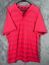 Nike Golf Blade Collar Men's Performance Short Sleeve Shirt Red Striped Size XXL