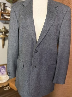 Alan Flusser Gray Herringbone Wool Cashmere Tweed Blazer Classic Fit 42L