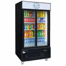 New Elite Kitchen NSF 40" Merchandising 2 Glass Door Sliding Door Cooler ETL