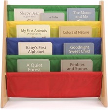 Kids Bookshelf, Montessori Front Facing Toddler Bookcase 4 Tier
