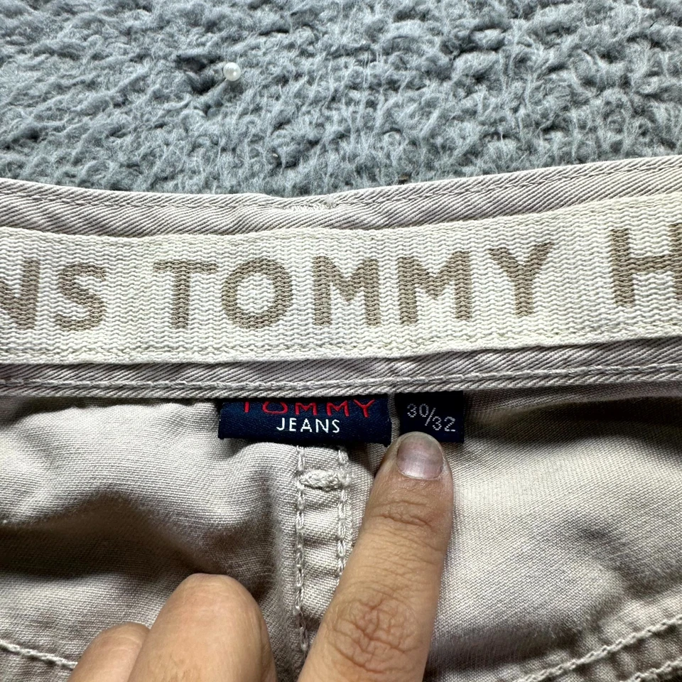 Vintage Tommy Hilfiger Jeans Mens 30x32 Beige Cotton Straight Leg Cargo Workwear - Image 3 of 4