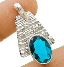 2CT Natural Apatite 925 Solid Sterling Silver Pendant Jewelry 1 1/4