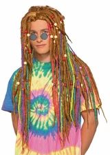 Mens Hippie Rainbow Dreads Wig Party Costume Blonde One Size Forum Novelties