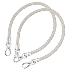 2Pcs 60cm Short Leather PU Braided Purse Replacement Light Gray, Silver 