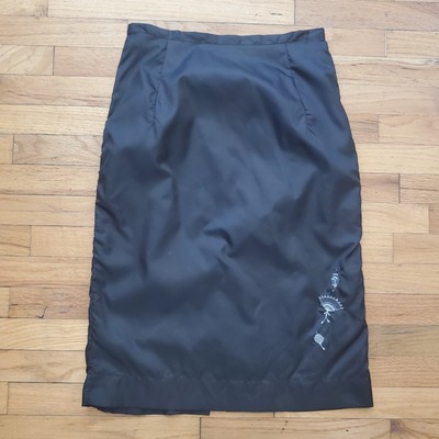 Arquette of Hollywood Vintage Embroidered Slip Skirt Black Coquette Mod Retro