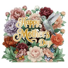 3D Pop Up Mothers Day Card 5Layer Happy Mothers Day Vintage Burgundy  Pink ...