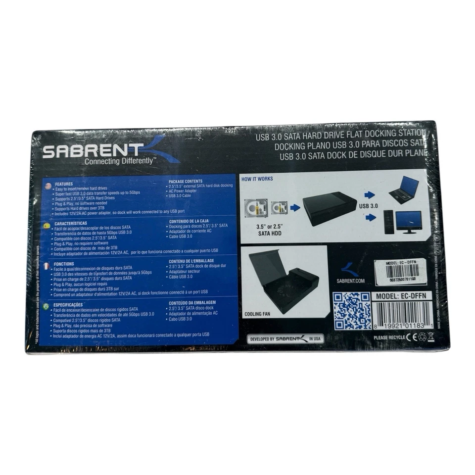 SABRENT USB 3.0 to SATA External Hard Drive Lay-Flat Docking Station (EC-DFLT) - Image 2 of 3