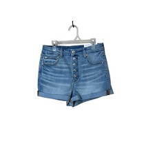 American Eagle Curvy Hi-Rise Denim Shorties Button Fly Size 6 Light Wash