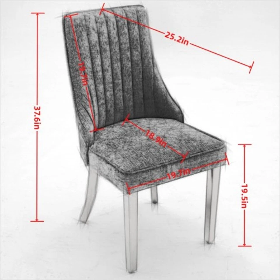 Chenille Dining Chairs Comfy Fabric Upholstered Accent Chair with Legs,Set of 2 - Image 2 of 4