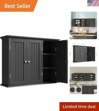 Versatile Organizzatore Armadio Cucina Sospeso, 3 Ante, Ripiani Regolabili, Nero