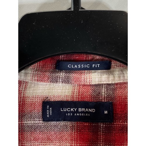 Camisa de franela manga larga con botones calce clásico a cuadros roja LUCKY BRAND para hombre talla M - Imagen 10 de 11