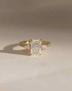 Authentic 2.00Ct Radiant Cut Lab Created Diamond Engagement Ring 14k Yellow Gold Plated