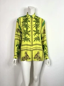 Vtg Versace Jeans Couture 90s Green Tarzan Print Shirt S