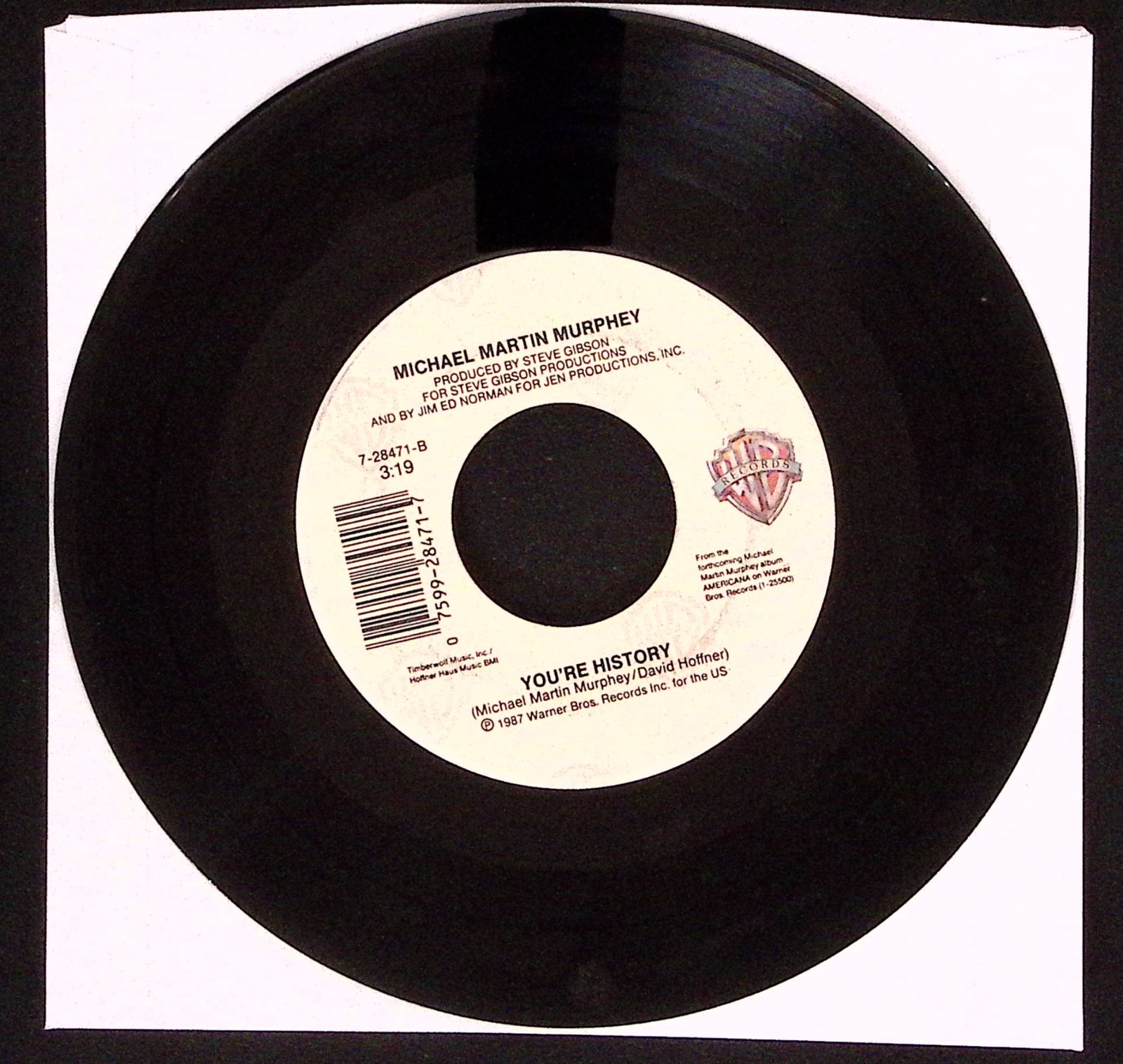MMICHAEL MARTIN MURPHEY & HOLLY YOU'RE HISTORY/A FACE IN THE CROWD 45