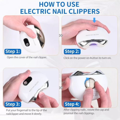 Safety Electric Automatic Nail Clippers Toe Thick Nails Cutter Pedicure White US - Picture 9 of 11
