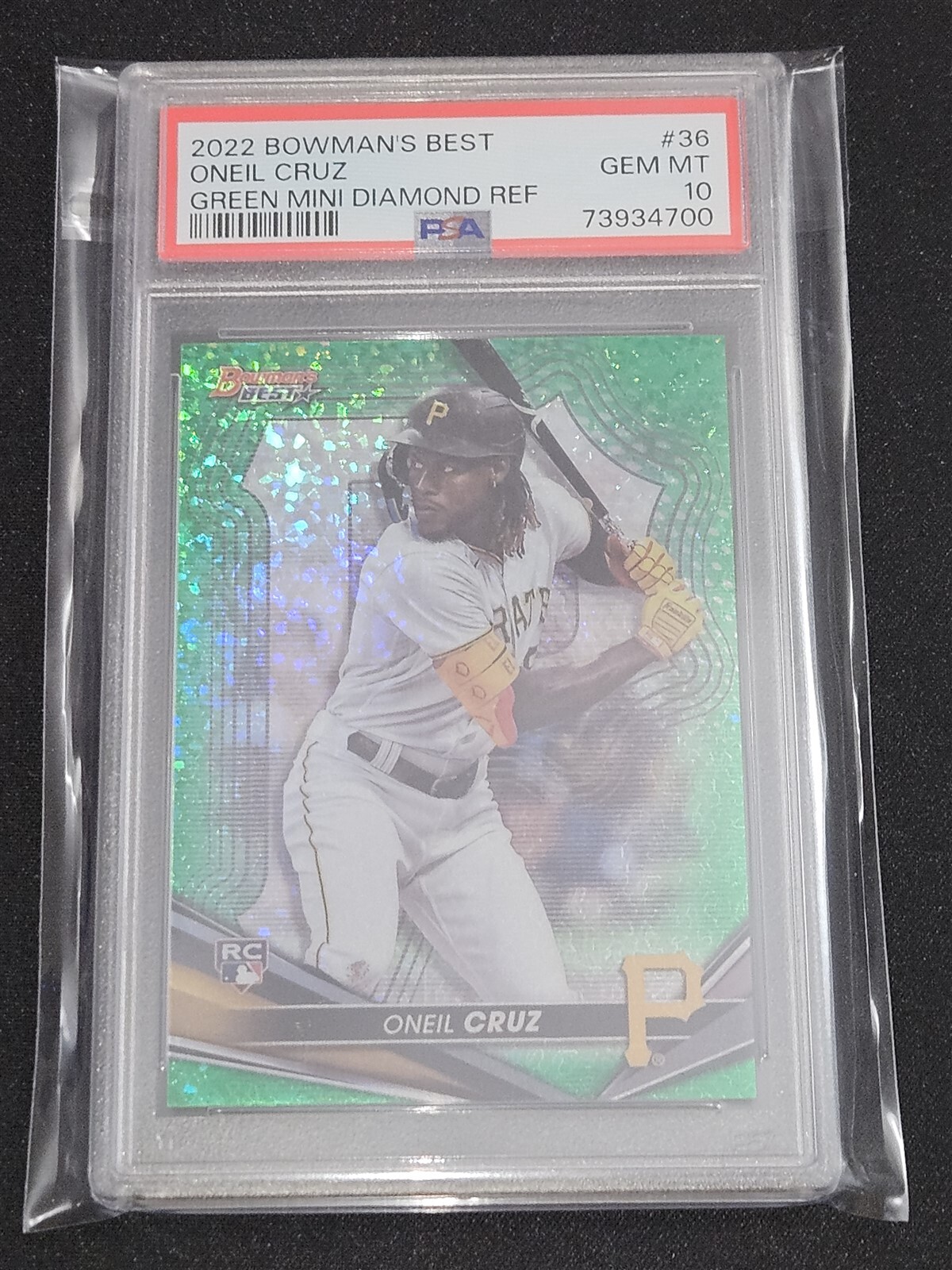 2022 Bowman's Best Oneil Cruz Green Mini Diamond Refractor Rookie 69/99 PSA 10