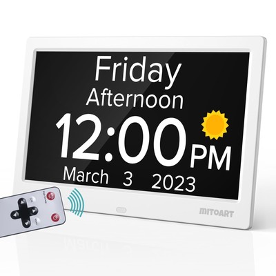 10.1 Inch Digital Alarm Clock with Date and Day of Week for Dementia Seniors,...