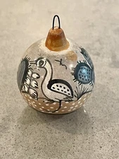 Vtg Rare Mexico Tonala Pottery Bird Ornament 1.25”