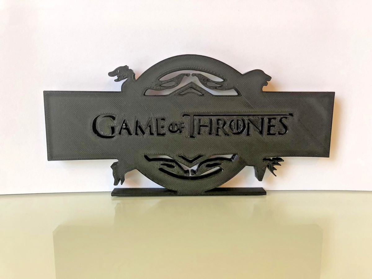 Game of Thrones GoT Display Logo Text Stand Nine Families Mythical