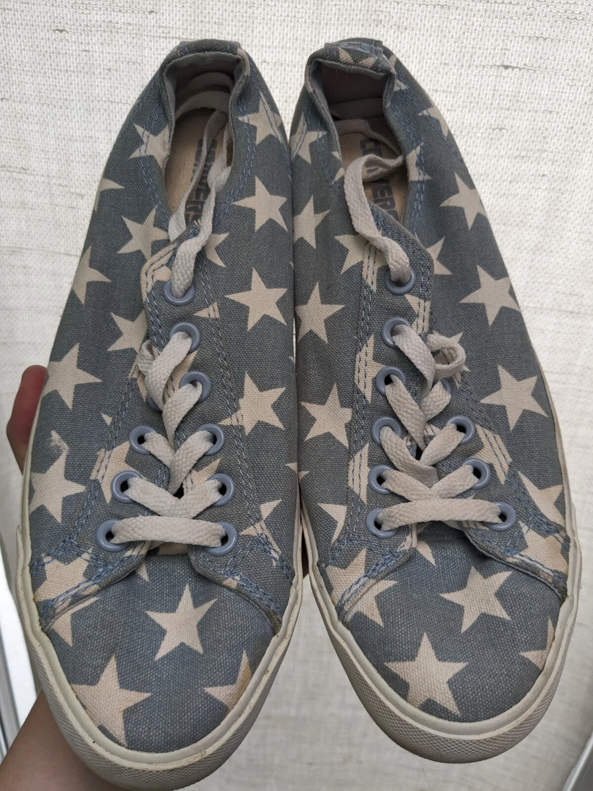 Scarpe da ginnastica Converse All Stars taglia UK 7 5 41 unisex indossate una volta grigio blu stelle