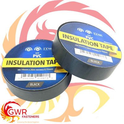 2 x 20m Rollen hochwertiges PVC Elektriker Elektro Isolierband SCHWARZ