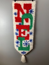Vintage Christmas Noel Door/Wall Hanging Latch Hook 36" x 13" USA