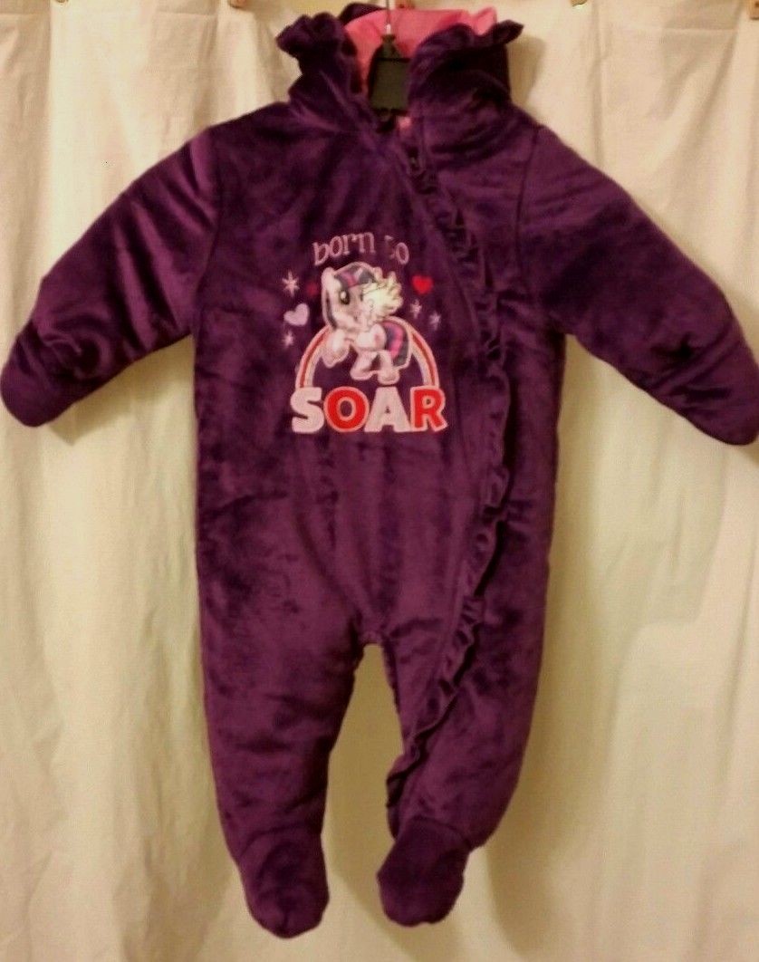 Giacca tuta da neve My Little Pony bambino in pile viola spesso con cappuccio taglia 6 9M usata in ottime condizioni
