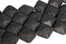 22x10MM Black Volcanic Lava Rhombus Beads Grade AAA Natural Gemstone Loose Beads