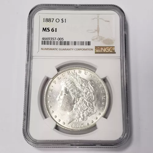 1887 O US Morgan Silver $1 One Dollar NGC MS61 Key Date Collector Coin GA7005