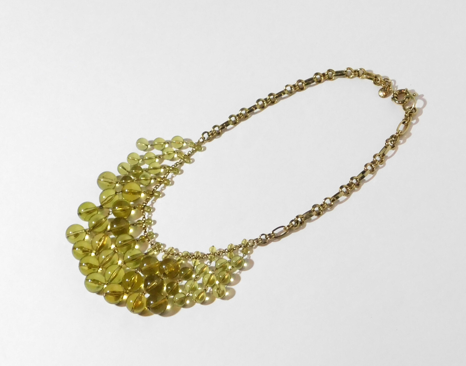 J Crew Long Cascading Translucent Olive Beads Sta… - image 7