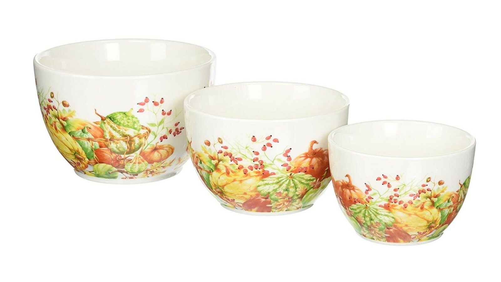 Fall Thanksgiving Calabaza 3 Piece Prep Serving Bowl Set