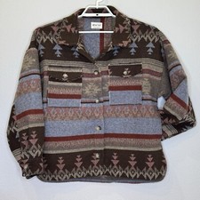 New In Button Up Shirt Jacket Shacket Womens Sz Medium Aztec Tribal Button Front