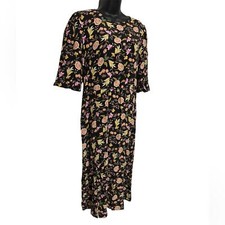 Loft NWT Black Floral Long Modest Spring Summer Sheath Dress Women’s 8 Prtite
