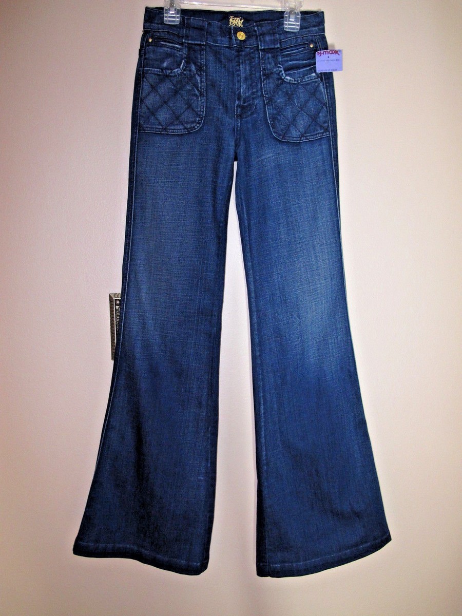 For All Mankind Y2K Vintage Ginger Wide Leg Flare High Waist Jeans 24  Dark NWT