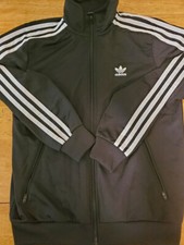 Vintage Boys Black 3 Stripe Adidas track jacket size large. Womens size 14 