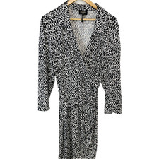 Laundry Shelli Segal Dress  10 Black White Print  Knee Length Stretch Career