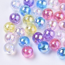 50 Bubble Beads Round Acrylic 8mm BULK Spacers Jewelry Making AB Shimmer