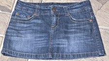 90s AMERICAN EAGLE Blue Denim JEAN MICRO MINI SKIRT Soft 100 COTTON 5 Pkt Sz 6