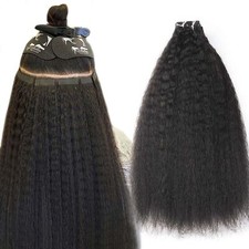 20 pcs Kinky Straight Tape In Human Hair Extensions Black Hair Care Products