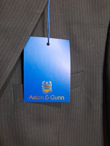 Aston & Gunn Pinstripe Long Suit Jacket Blazer Men Size 44 Black New RRP 80,00 - Picture 9 of 13