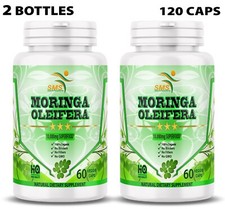 2 x Moringa Oleifera Organic Leaf Extract 10,000mg Serving 100 Pure Capsules