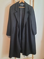Komitor Trench Coat 16 Womens Vintage Black Wool Blend Jacket Long 4 Button