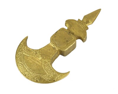 Vintage Style Brass Axe Inlay Carving Beautiful Art Decorative Axe Head. i4-110