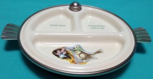 Vtg EUREKA! BABY DISH Bird Motif tweety-tweet! HUNGRY BIRDIES NEED TO EAT!