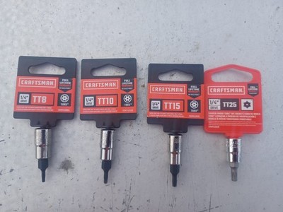 Craftsman 4pc. 1/4'' Drive Tamper Proof Torx Star Bits TT8 TT10 TT15 TT25