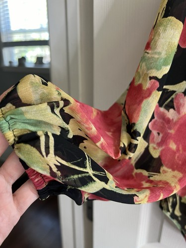 LAUREN RALPH LAUREN Women's Floral Crinkle Georgette Ruffle Neck Blouse Top Sz S - Picture 5 of 15