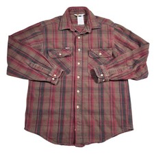 Vintage Carhartt Mens M Plaid Heavy Weight Flannel Long Sleeve Outdoors Chore