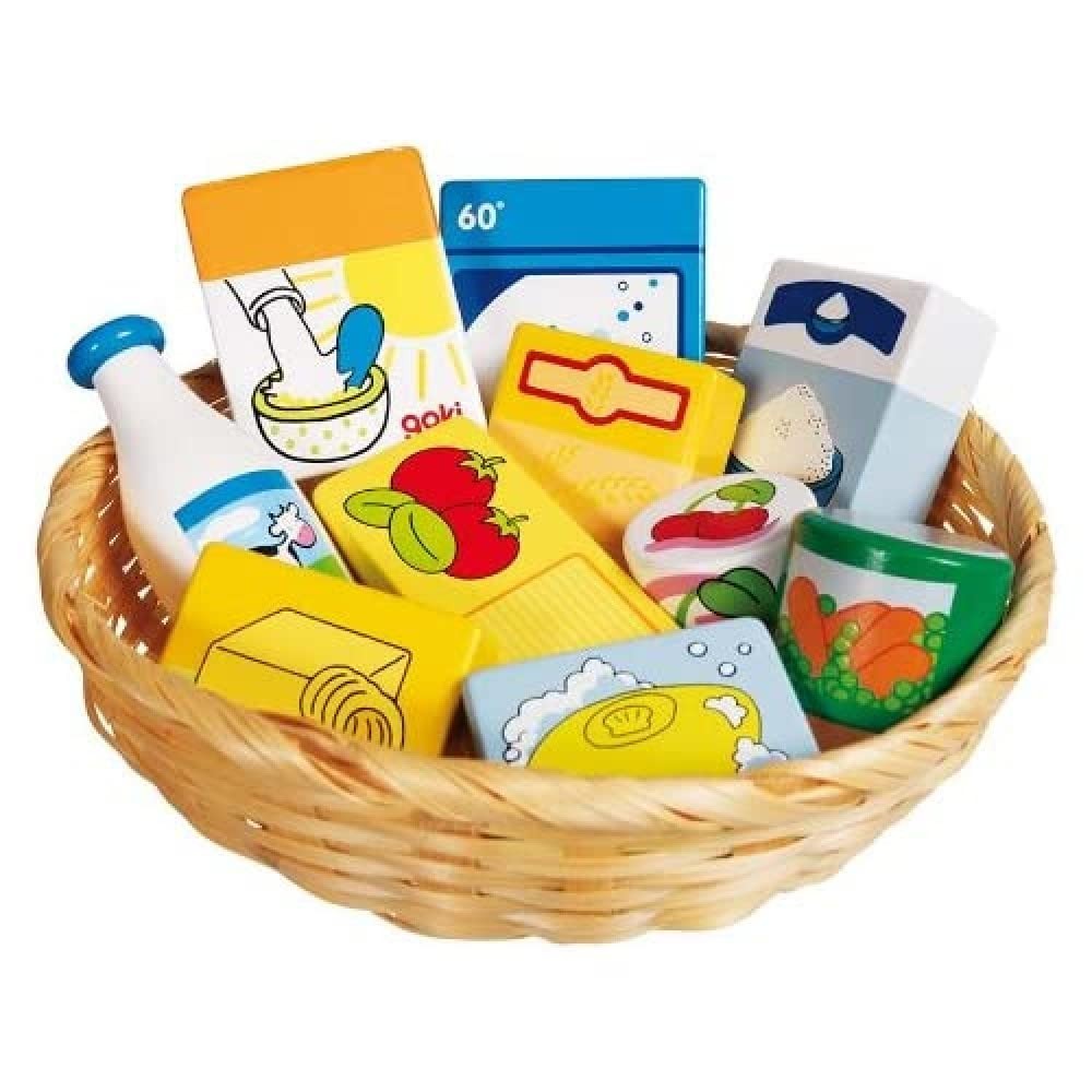 Goki 51713 Kaufladen MiniaturenLebensmittel und Haushaltswaren im Korb Wei S 5490₽