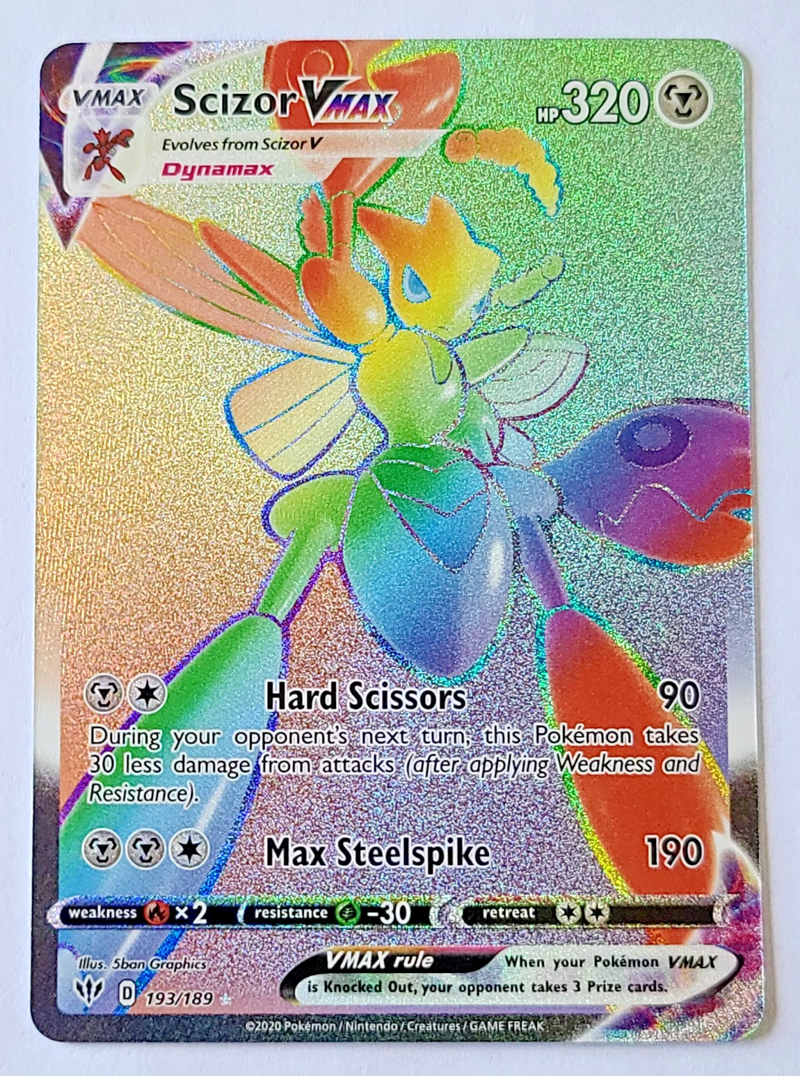 Pokemon TCG: Scizor VMax (Secret) Darkness Ablaze #193/189 Full Art MINT