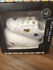 Kurt Geiger London Girls White Heart Lace-Up Low Top Sneakers US 3 EU 18